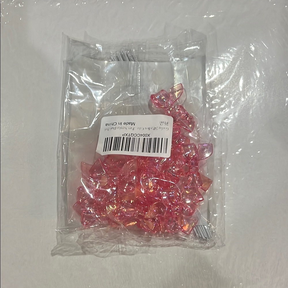 Pink Bow Beads - 24 Count